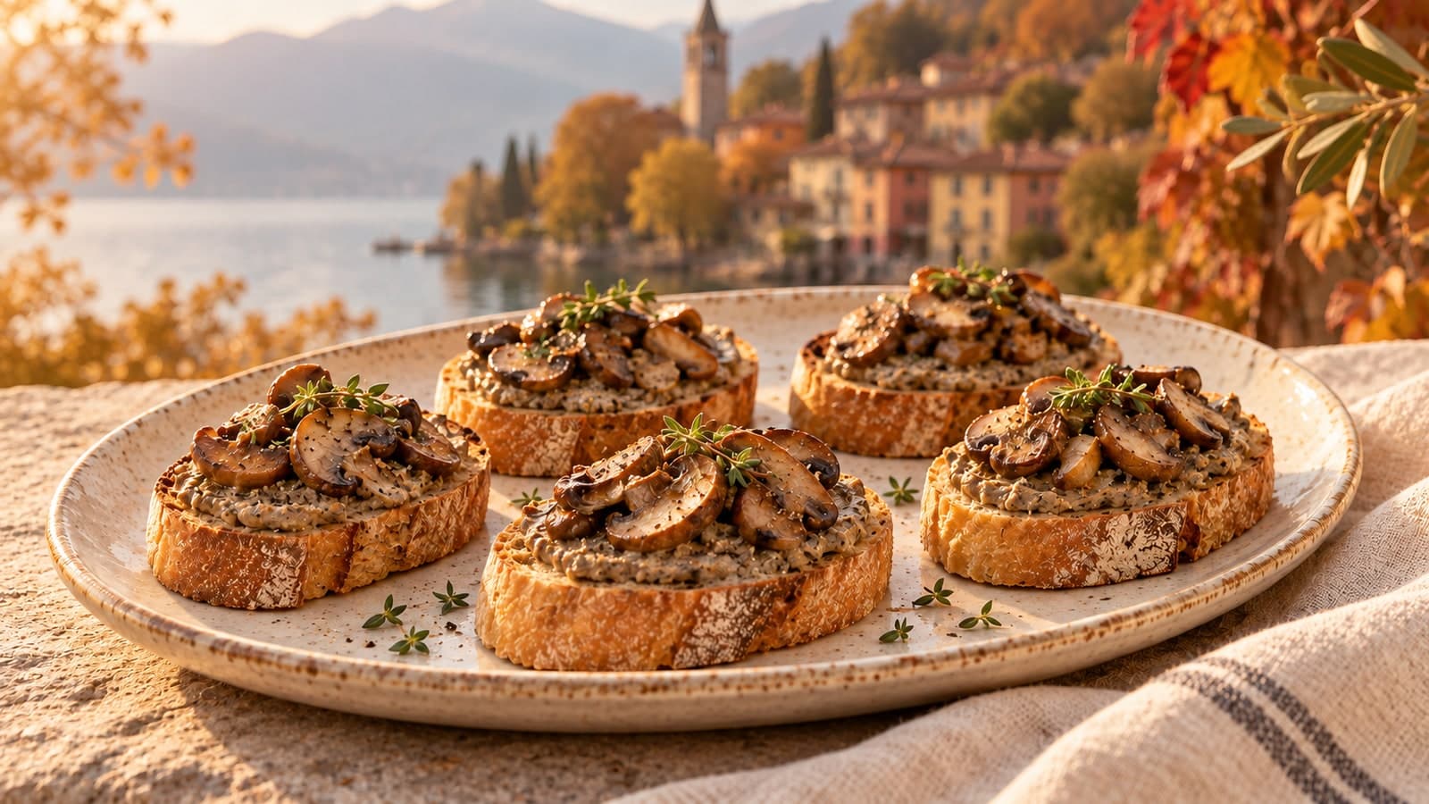 Crostini aux champignons et au thym