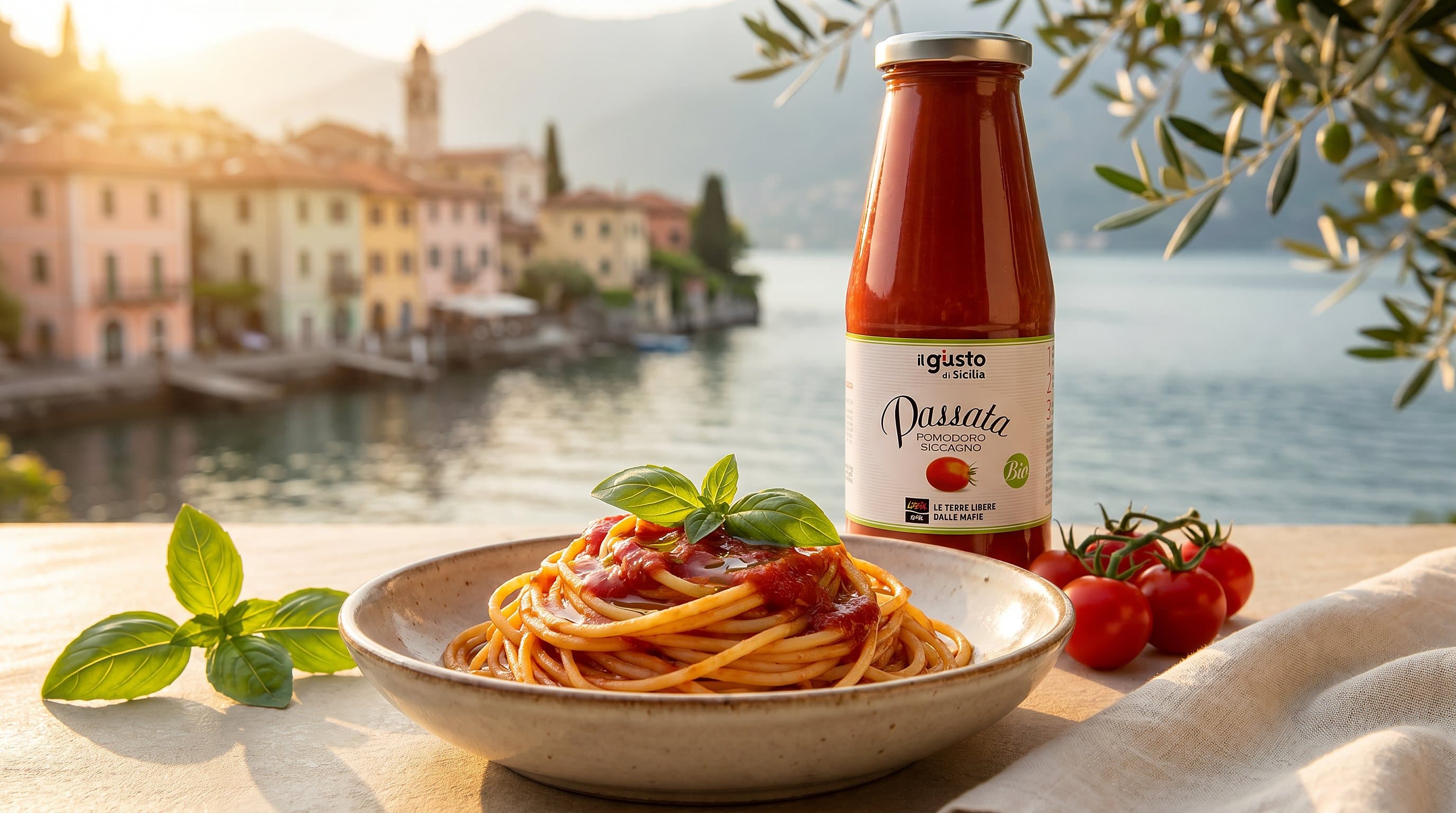 Spaghetti al pomodoro mit Passata Siccagno und Olivenöl Madre Terra