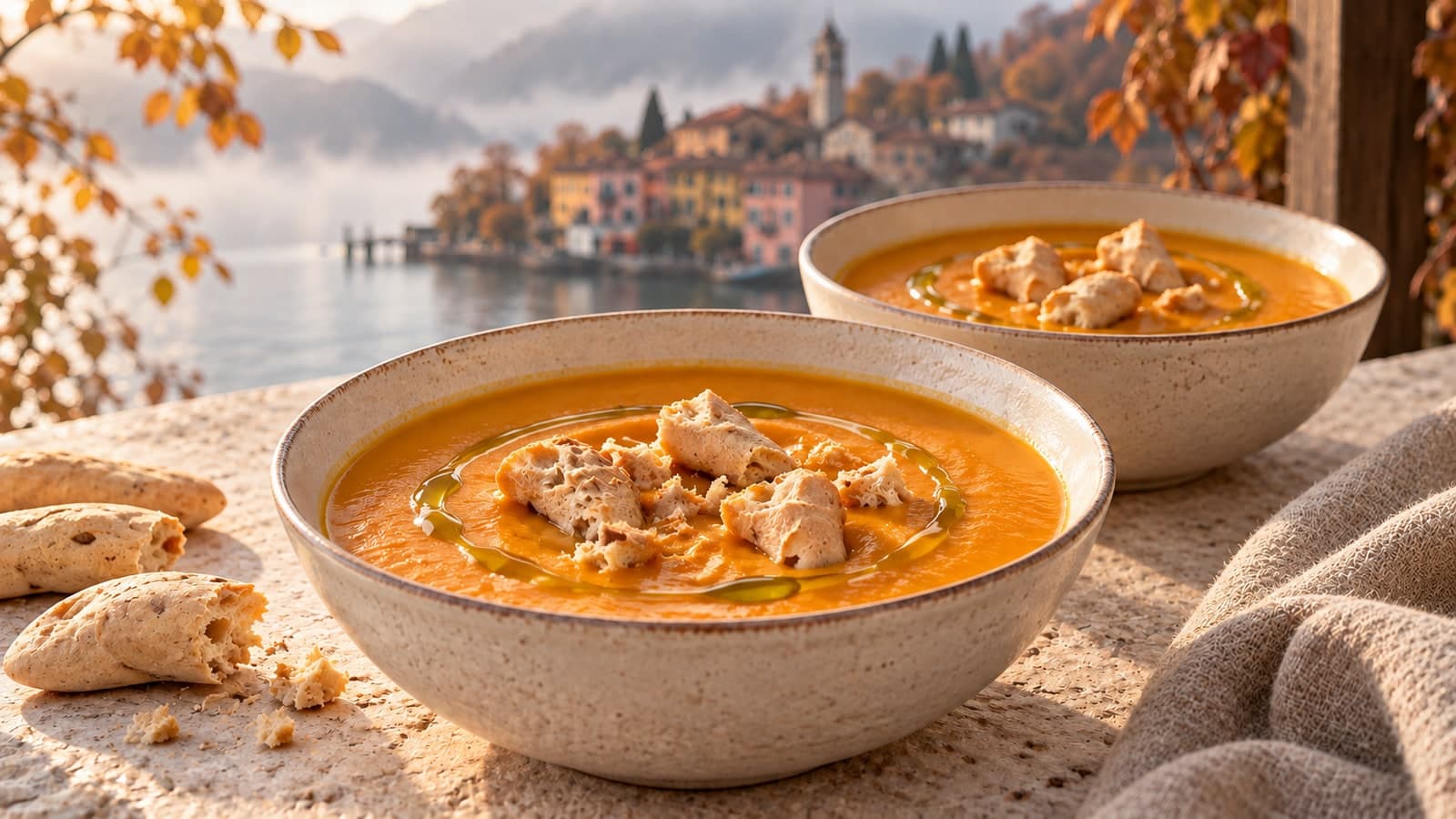 Velouté de courge aux éclats de Picciottelli